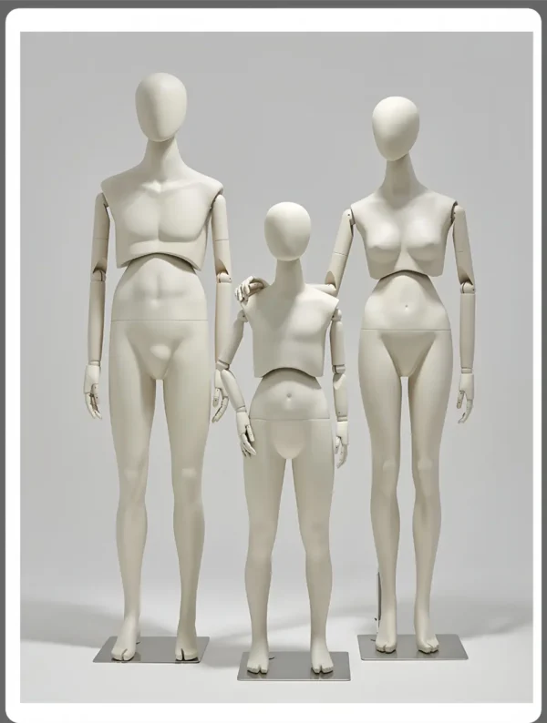 Adjustable Full-Body Mannequin Set with 360° Rotating Waist & Head – Male, Female, Child & Half-Body Styles visual merchandising female and male clothes mannequin Richenmannequin (1)