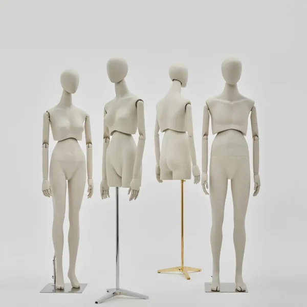 Adjustable Full-Body Mannequin Set with 360° Rotating Waist & Head – Male, Female, Child & Half-Body Styles visual merchandising female and male clothes mannequin Richenmannequin (1)