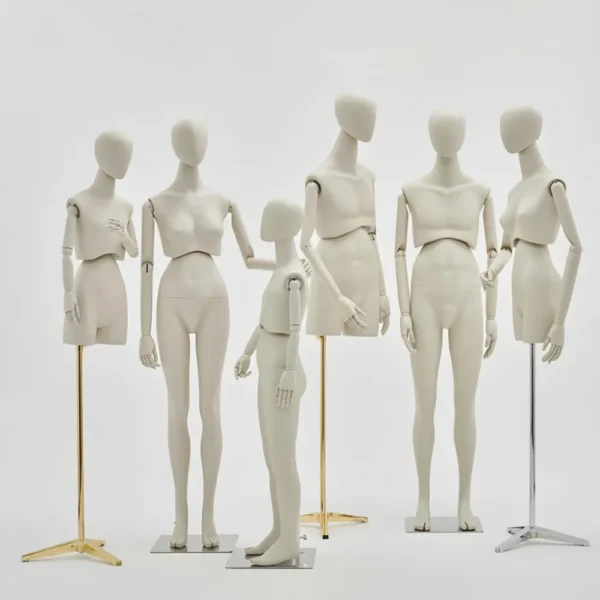 Adjustable Full-Body Mannequin Set with 360° Rotating Waist & Head – Male, Female, Child & Half-Body Styles visual merchandising female and male clothes mannequin Richenmannequin (1)