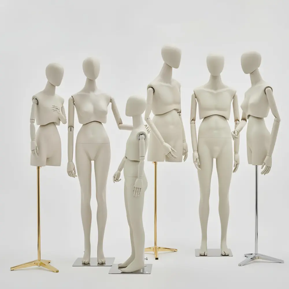 Adjustable Full-Body Mannequin Set with 360° Rotating Waist & Head – Male, Female, Child & Half-Body Styles visual merchandising female and male clothes mannequin Richenmannequin (2).1 Adjustable Full-Body Mannequin Set with 360° Rotating Waist & Head – Male, Female, Child & Half-Body Styles visual merchandising female and male clothes mannequin Richenmannequin (1)