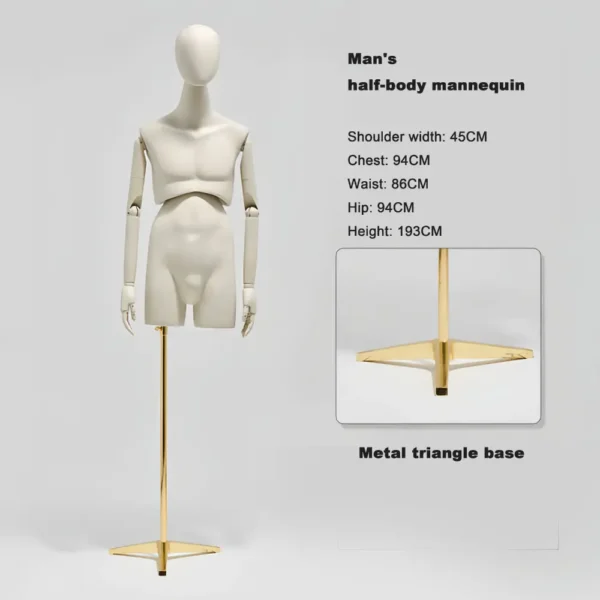 Adjustable Full-Body Mannequin Set with 360° Rotating Waist & Head – Male, Female, Child & Half-Body Styles visual merchandising female and male clothes mannequin Richenmannequin (1)