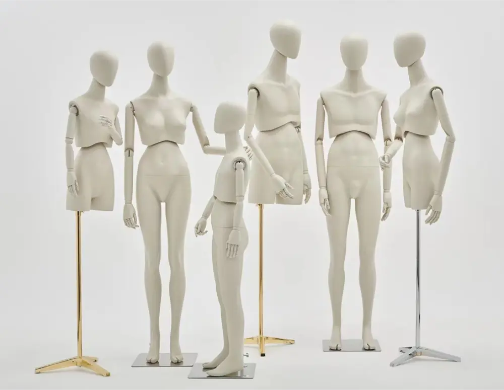 Adjustable Full-Body Mannequin Set with 360° Rotating Waist & Head – Male, Female, Child & Half-Body Styles visual merchandising female and male clothes mannequin Richenmannequin (3).1 Adjustable Full-Body Mannequin Set with 360° Rotating Waist & Head – Male, Female, Child & Half-Body Styles visual merchandising female and male clothes mannequin Richenmannequin (1)