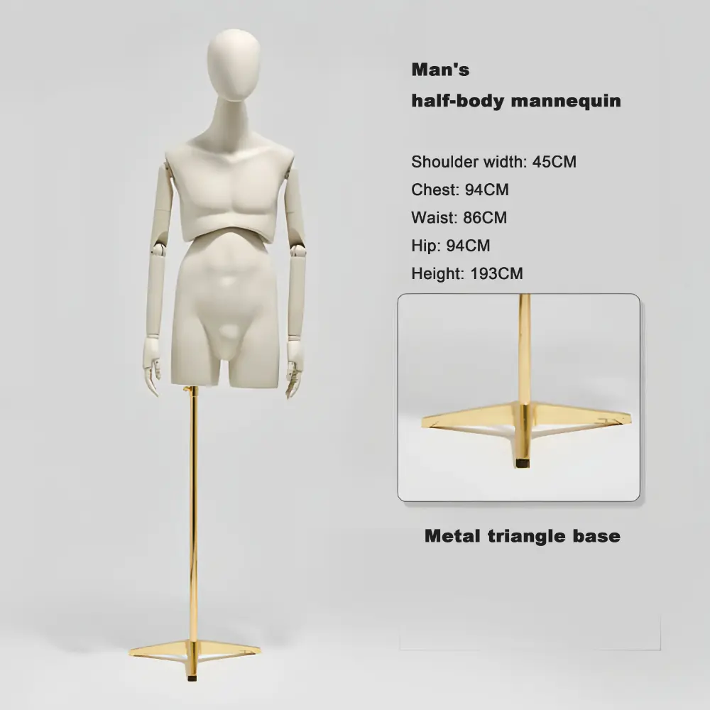 Adjustable Full-Body Mannequin Set with 360° Rotating Waist & Head – Male, Female, Child & Half-Body Styles visual merchandising female and male clothes mannequin Richenmannequin (3) Adjustable Full-Body Mannequin Set with 360° Rotating Waist & Head – Male, Female, Child & Half-Body Styles visual merchandising female and male clothes mannequin Richenmannequin (1)