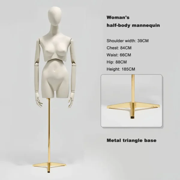 Adjustable Full-Body Mannequin Set with 360° Rotating Waist & Head – Male, Female, Child & Half-Body Styles visual merchandising female and male clothes mannequin Richenmannequin (1)
