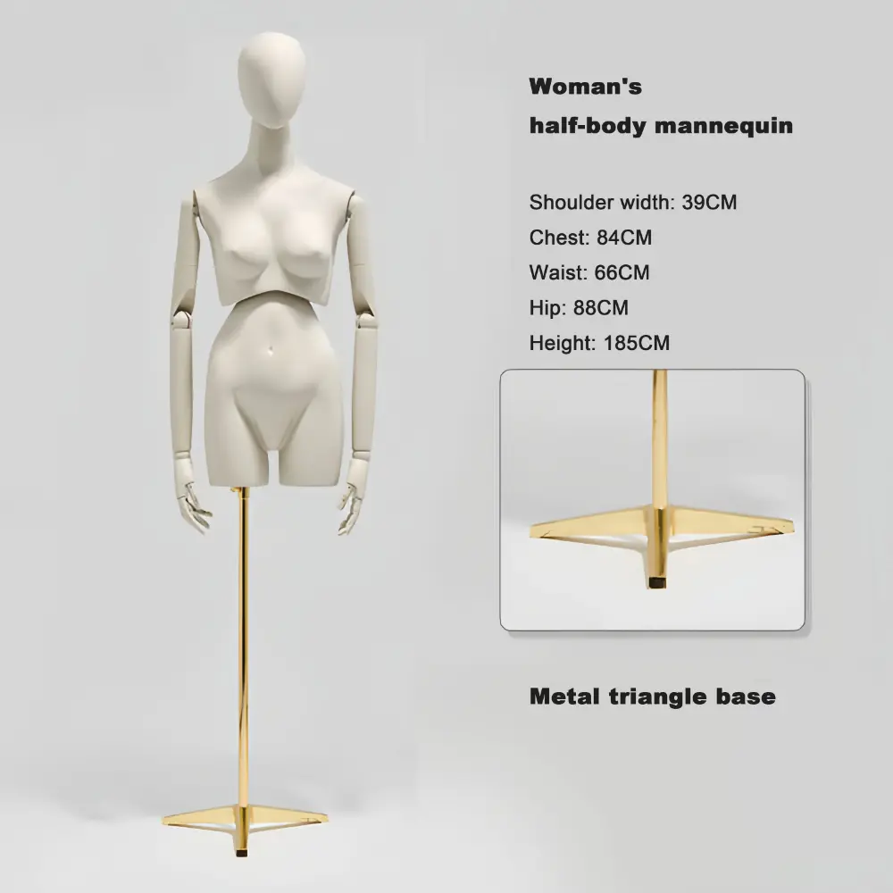 Adjustable Full-Body Mannequin Set with 360° Rotating Waist & Head – Male, Female, Child & Half-Body Styles visual merchandising female and male clothes mannequin Richenmannequin (4) Adjustable Full-Body Mannequin Set with 360° Rotating Waist & Head – Male, Female, Child & Half-Body Styles visual merchandising female and male clothes mannequin Richenmannequin (1)