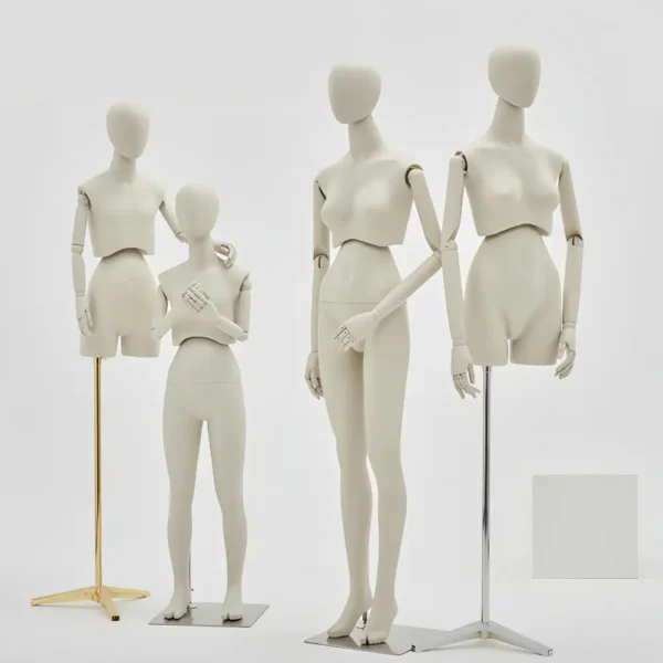 Adjustable Full-Body Mannequin Set with 360° Rotating Waist & Head – Male, Female, Child & Half-Body Styles visual merchandising female and male clothes mannequin Richenmannequin (1)