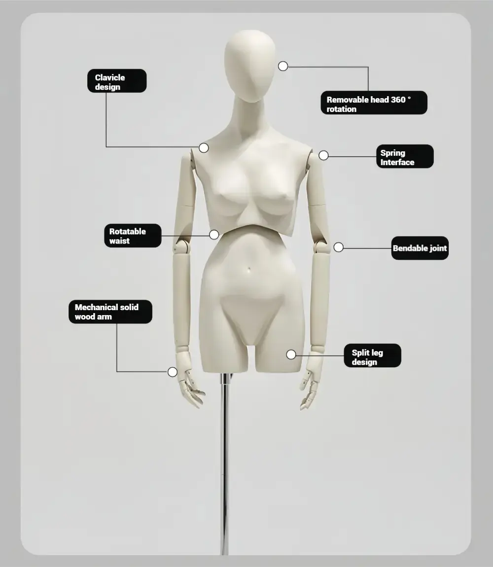 AdjustableFull-BodyMannequinSetwith360°RotatingWaistHead–MaleFemaleChildHalf-BodyStylesvisualmerchandisingfemaleandmaleclothesmannequinRichenmannequin6 Adjustable Full-Body Mannequin Set with 360° Rotating Waist & Head – Male, Female, Child & Half-Body Styles visual merchandising female and male clothes mannequin Richenmannequin (1)