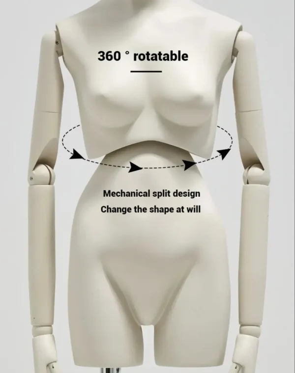 Adjustable Full-Body Mannequin Set with 360° Rotating Waist & Head – Male, Female, Child & Half-Body Styles visual merchandising female and male clothes mannequin Richenmannequin (1)