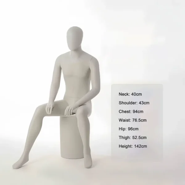 Gray standing seated half-length adjustable male mannequin visual merchandising female and male clothes mannequin for sale in storefront window display Wholesale Bulk Factory Richenma ( (7)