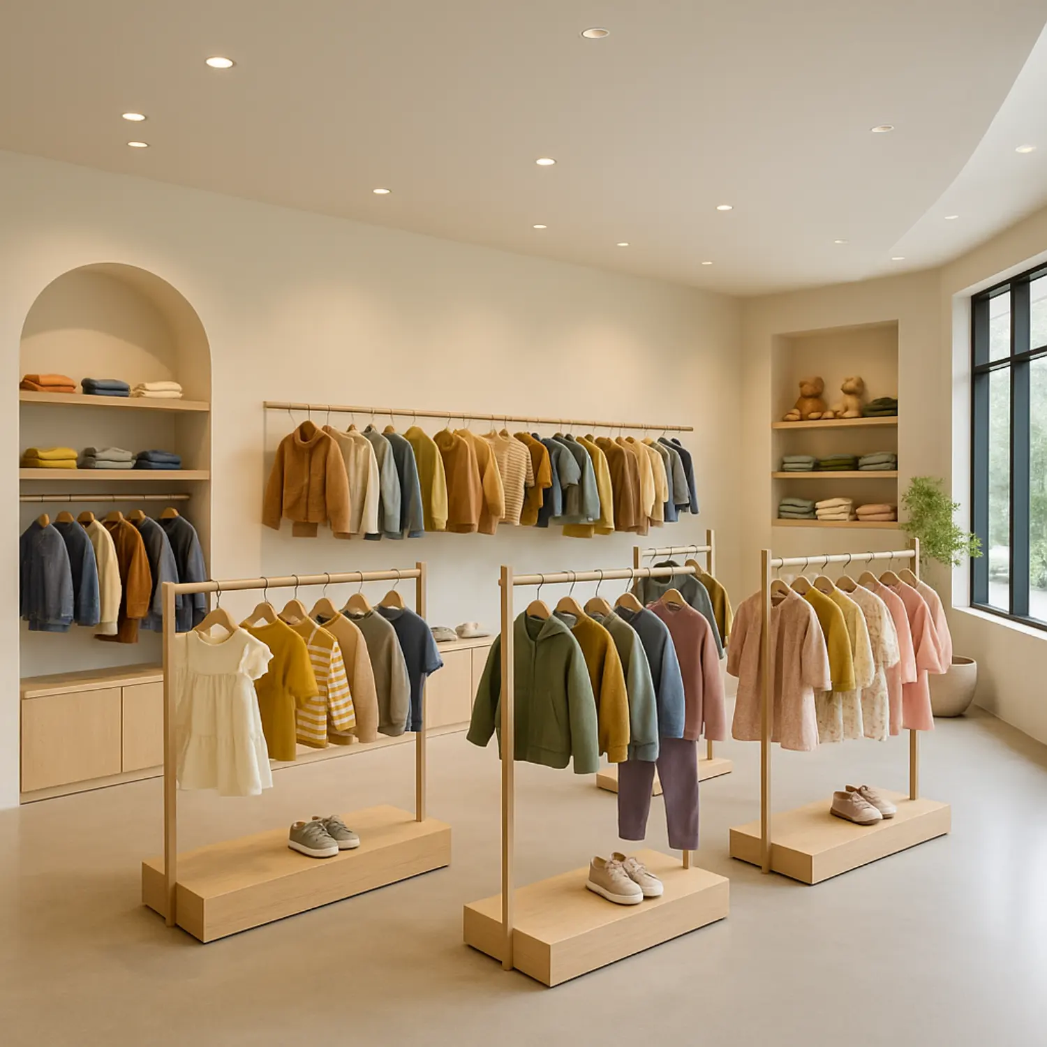 Modular apparel rack system with adjustable rails and shelves