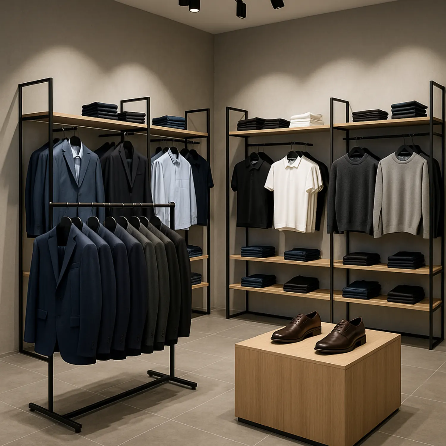 Wall standards and perimeter display systems for apparel retail