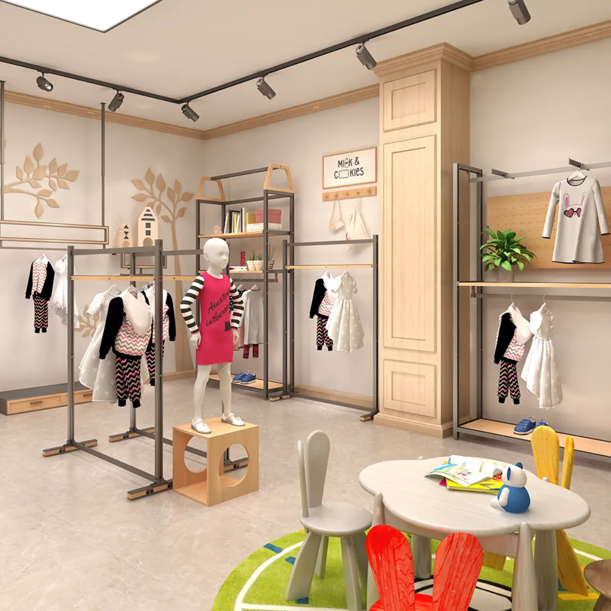 Corner Display Rack for Boutique