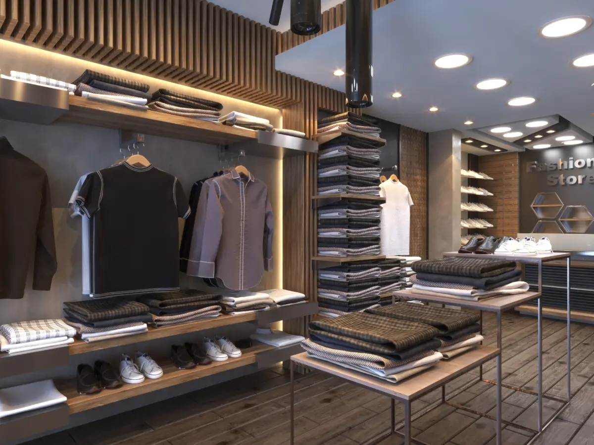 Men’s wear showroom entrance display design