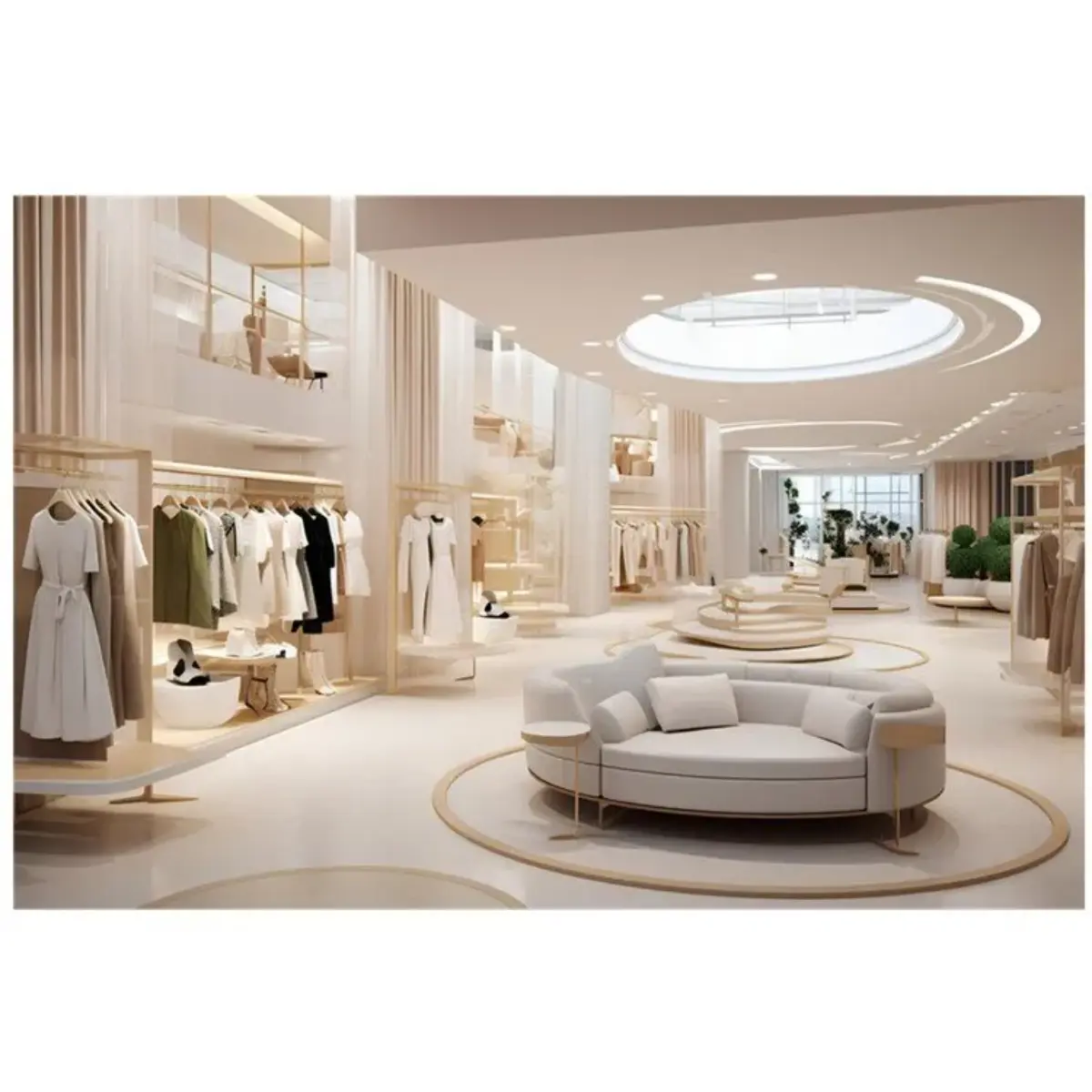 Close-up finishes of retail clothing store fixtures